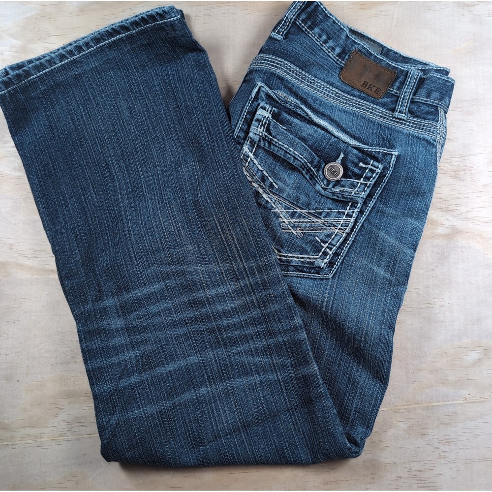 BKE Mens Denim Jeans Tyler Straight 32R x 28"